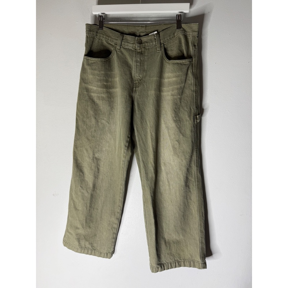 Levi's 577 green cargo jeans made in Hong Kong snap button size 12